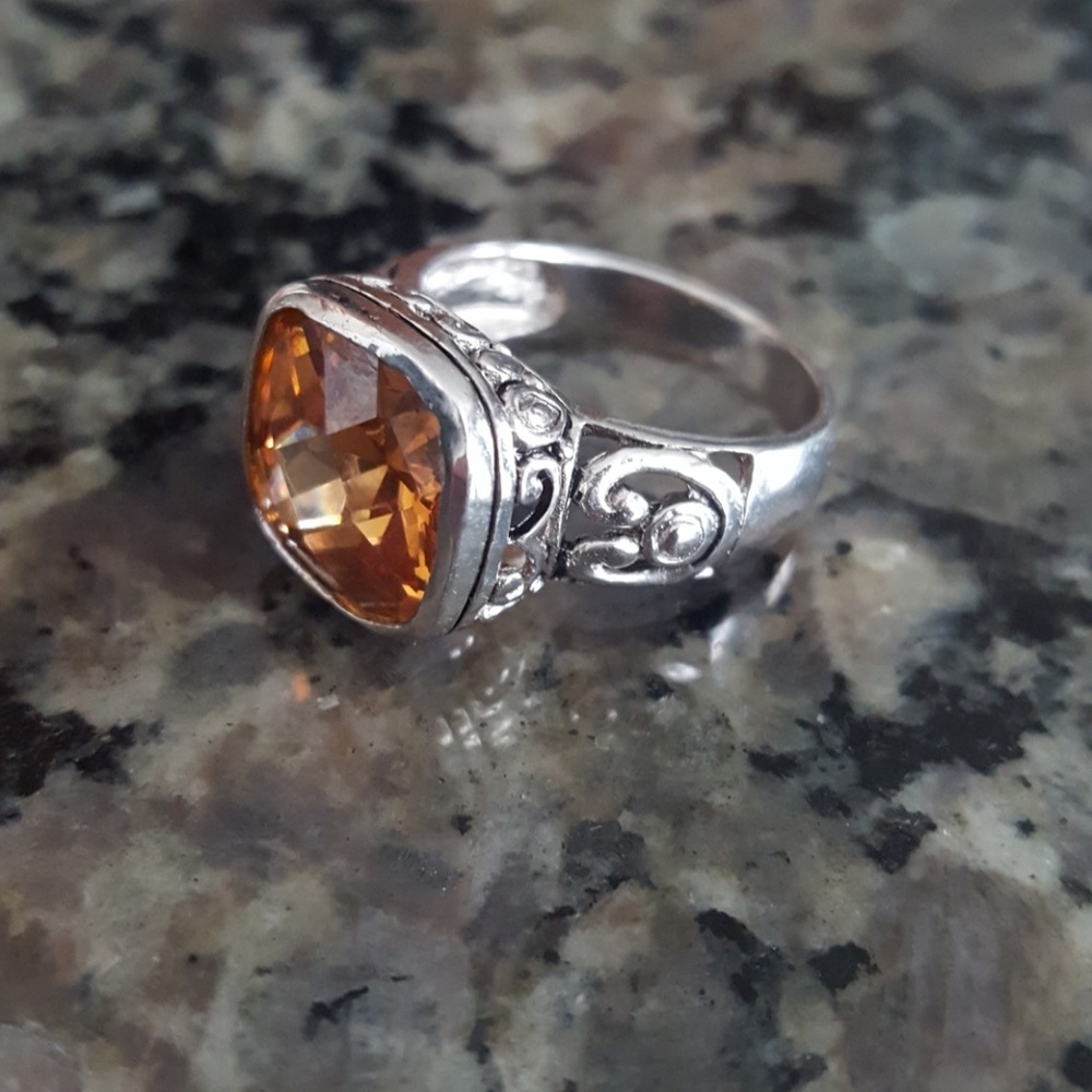 Simulated Champagne diamond ring